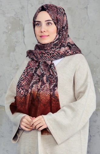 Châle Cotton a Motifs 2157-12 Tabac 2157-12