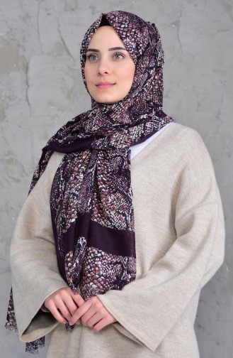 Patterned Flamed Cotton Shawl 2158-01 Purple 2158-01