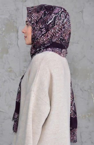 Desenli Flamlı Cotton Şal 2158-01 Mor