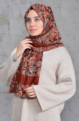 Patterned Flamed Cotton Shawl 2158-02 Cinnamon 2158-02