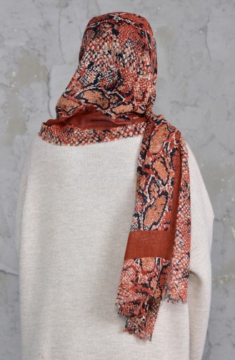 Patterned Flamed Cotton Shawl 2158-02 Cinnamon 2158-02