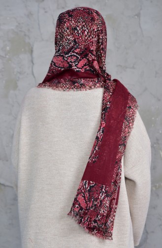Patterned Flamed Cotton Shawl 2158-10 Cherry 2158-10