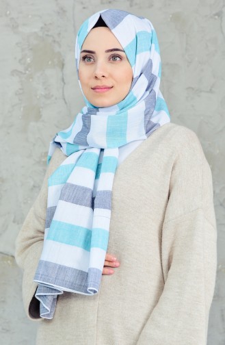 Chale Lin Coton a Motifs Rayure 4014-01 Blanc 4014-01