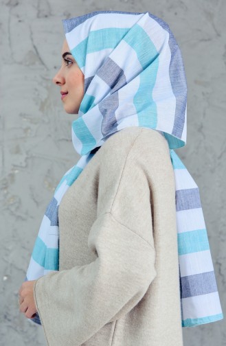 Chale Lin Coton a Motifs Rayure 4014-01 Blanc 4014-01