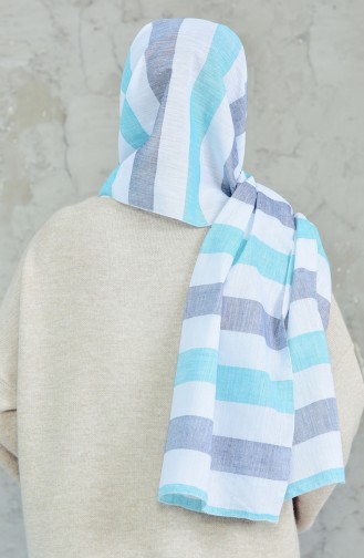 Chale Lin Coton a Motifs Rayure 4014-01 Blanc 4014-01