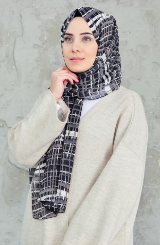 Châle Mousseline a Motifs 4015-01 Noir 4015-01