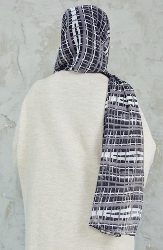 Châle Mousseline a Motifs 4015-01 Noir 4015-01
