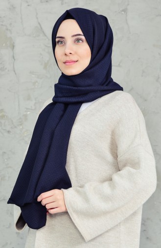 Plain Cotton Shawl 4018-01 Navy Blue 4018-01