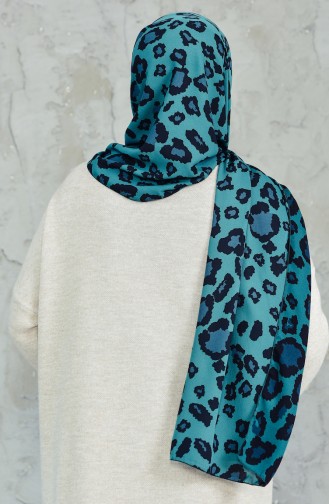 Leopard Patterned Crepe Shawl 4025-01 Emerald Green 4025-01
