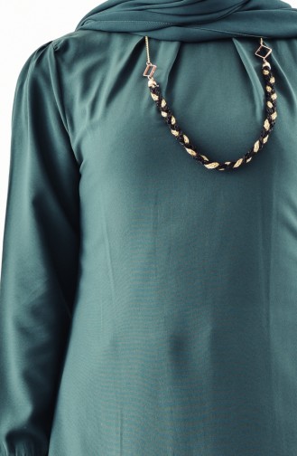 Buglem Garni Detailed Necklace Tunic 1185-02 Emerald Green 1185-02