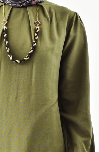 Buglem Garni Detailed Necklace Tunic 1185-05 Green 1185-05