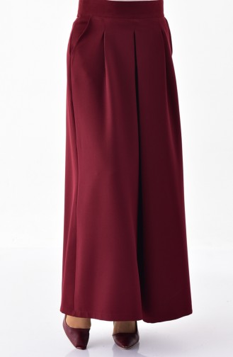 Pleated Pants Skirt 3150-04 Claret Red 3150-04