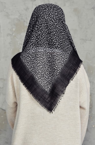 Patterned Cotton Scarf 2156-07 Black Gray 2156-07
