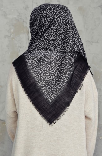Patterned Cotton Scarf 2156-07 Black Gray 2156-07