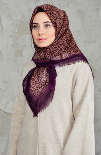 Desenli Flamlı Cotton Eşarp 2156-08 Mor 2156-08