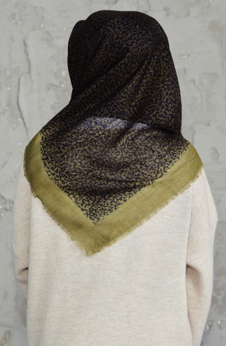 Patterned Cotton Scarf 2156-09 Light Khaki Green 2156-09