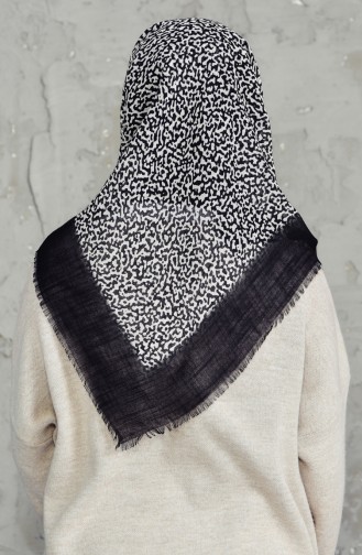 Echarpe Cotton a Motifs 2156-10 Noir Ecru 2156-10