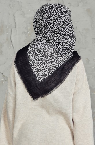 Echarpe Cotton a Motifs 2156-10 Noir Ecru 2156-10