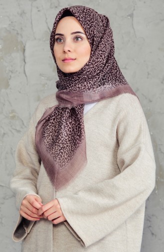 Desenli Flamlı Cotton Eşarp 2156-11 Vizon