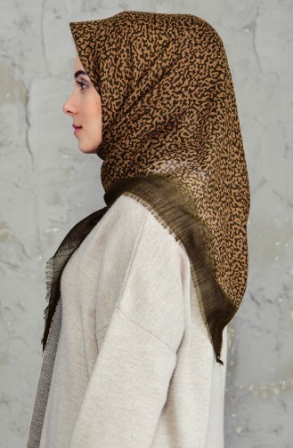 Echarpe Cotton a Motifs 2156-13 Khaki 2156-13
