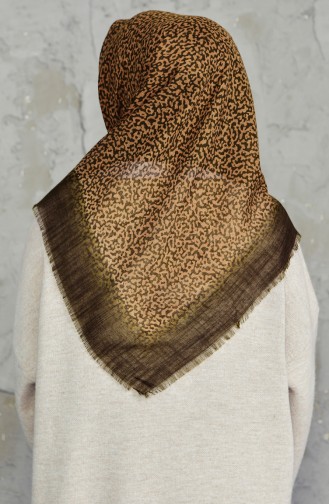 Patterned Cotton Scarf 2156-13 Khaki 2156-13