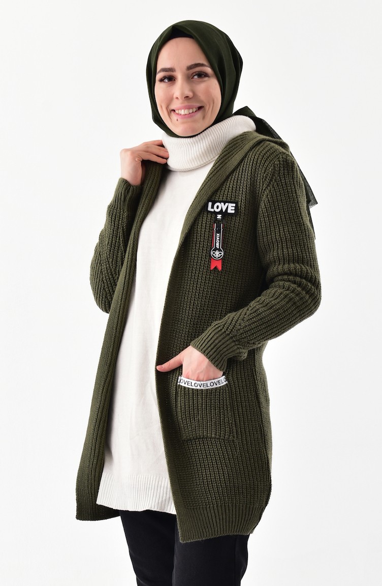 green hooded cardigan
