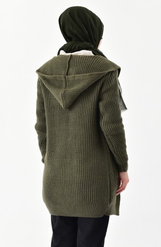 Knitwear Hooded Cardigan 8048-01 Khaki Green 8048-01