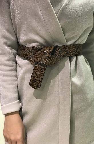 حزام خصر للنساء بتصميم مطبع بجلد الزواحف  İM01-11لون بني مائل للوردي 01-11