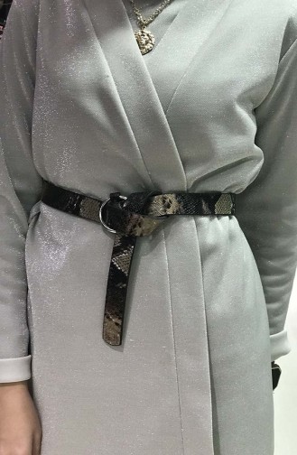 حزام خصر للنساء بتصميم مطبع بجلد الزواحف İM02-05  لون بني 02-05