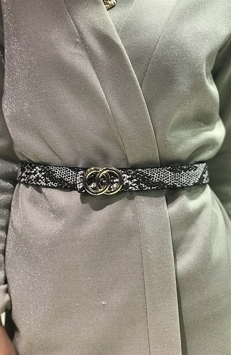 black and white snakeskin belt