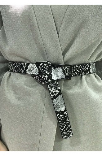 حزام خصر للنساء بتصميم مطبع بجلد الزواحف  IM05-08 لون ابيض وفضي واسود 05-09