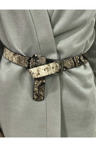 حزام خصر للنساء بتصميم مطبع بجلد الزواحف  IM05-10 لون بني فاتح 05-10