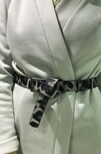 حزام خصر للنساء بتصميم مرقط IM05-12 لون رمادي واسود 05-12