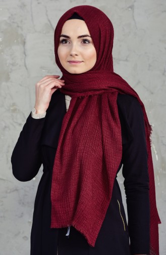 Akel Sponge Printed Plain Shawl 001-418-5415 Dark Claret Red 001-418-5415