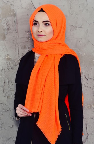 Akel Sponge Printed Plain Shawl 001-418-5422 Orange 001-418-5422