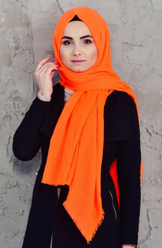 Akel Sponge Printed Plain Shawl 001-418-5422 Orange 001-418-5422