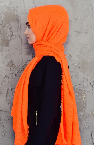 Akel Sponge Printed Plain Shawl 001-418-5422 Orange 001-418-5422