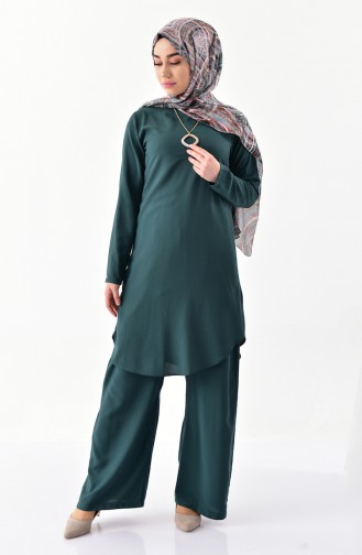 Necklace Tunic Trousers Double Suit 1187-07 Emerald Green 1187-07