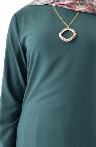 Kolyeli Tunik Pantolon İkili Takım 1187-07 Zümrüt Yeşil