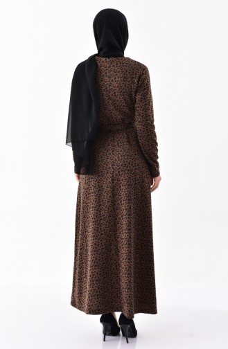 Leopard Patterned Dress 7146-02 Dark Brown 7146-02