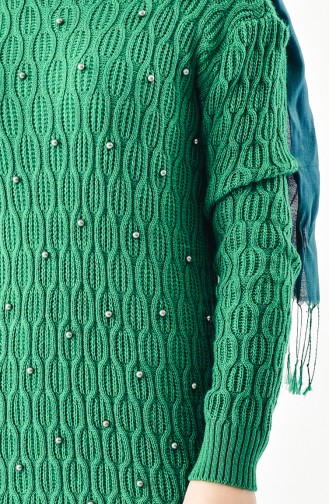 Trikot Kleid mit Perlen 7705-05 Smaragdgrün 7705-05