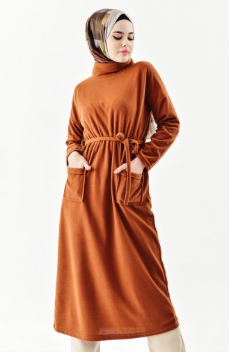 Long Tunic With Pocket 7760-07 Brown 7760-07