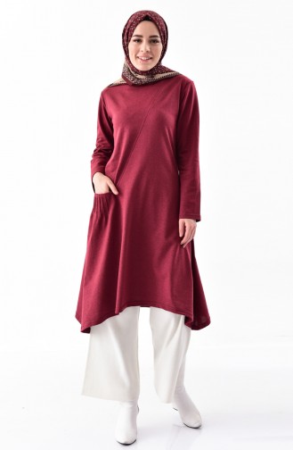 TUBANUR Pocket Detailed Tunic 3055-07 Claret Red 3055-07