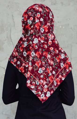 Floral Cotton Shawl 001-670-20 Red 001-670-20