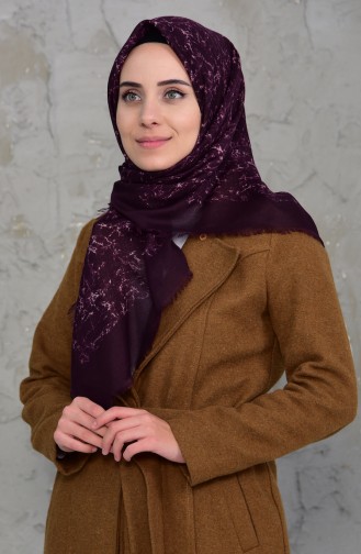 Patterned Cotton Scarf 901425-06 Damson 901425-06