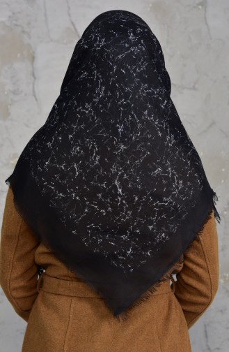 Patterned Cotton Scarf 901425-07 Black Gray 901425-07