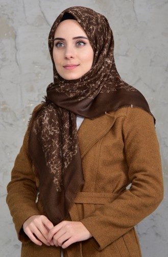 Patterned Cotton Scarf 901425-09 Brown 901425-09