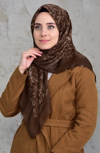 Patterned Cotton Scarf 901425-09 Brown 901425-09