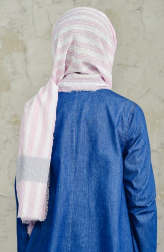 او.اس بولو اسّان شال قطن بتصميم مُطبع 2549-28 لون وردي ورمادي 2549-28