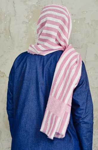 او.اس بولو اسّان شال قطن بتصميم مُطبع 2549-23 لون وردي فاتح ووردي داكن 2549-23